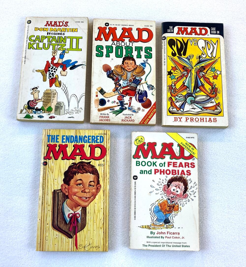 Lot of 5 Vintage MAD Magazine Paperback Books 1970s 1980s Don Martin Spy vs Spy